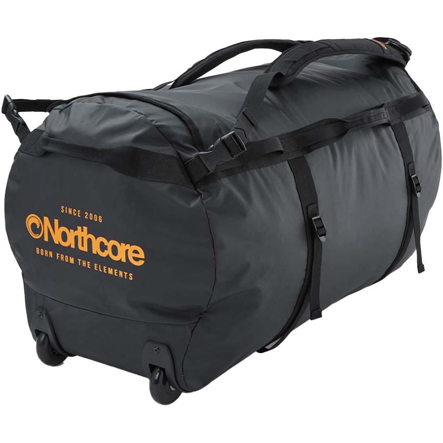 2025 Northcore Wheeled Duffle Bag 110L NOCO123DB - Black / Orange